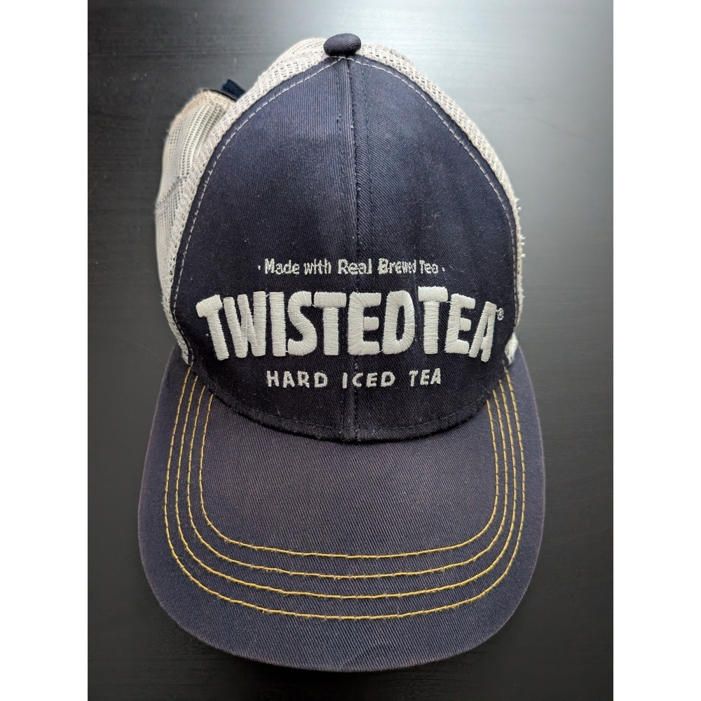 The Original Twisted Tea Strapback Trucker Hat Blue‎ Mesh One Size Embroidered
